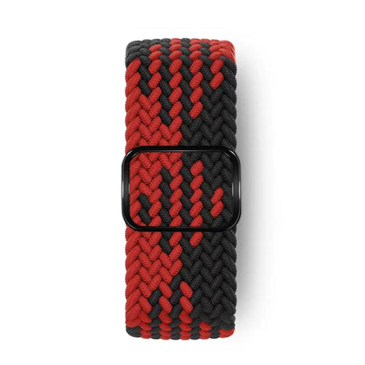 For Apple Watch 42mm / 41mm / 40mm / 38mm Kalebol Eight Buckle Nylon Braided Watch Band(Black Red) - Watch Bands by Kalebol | Online Shopping UK | buy2fix
