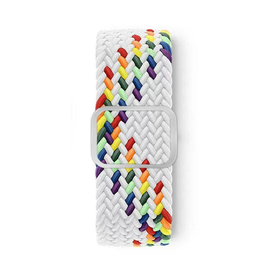 For Apple Watch 42mm / 41mm / 40mm / 38mm Kalebol Eight Buckle Nylon Braided Watch Band(White Rainbow) - Watch Bands by Kalebol | Online Shopping UK | buy2fix