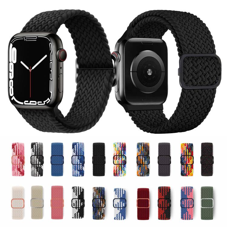 For Apple Watch 42mm / 41mm / 40mm / 38mm Kalebol Eight Buckle Nylon Braided Watch Band(Black) - Watch Bands by Kalebol | Online Shopping UK | buy2fix