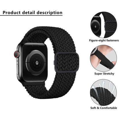 For Apple Watch 42mm / 41mm / 40mm / 38mm Kalebol Eight Buckle Nylon Braided Watch Band(Black Red) - Watch Bands by Kalebol | Online Shopping UK | buy2fix
