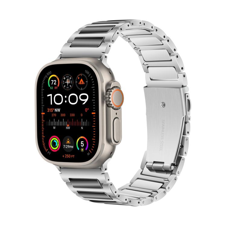 For Apple Watch 46mm / 49mm / 45mm / 44mm Kalebol Tooling Metal Zinc Alloy Watch Band(Silver Black) - Watch Bands by Kalebol | Online Shopping UK | buy2fix