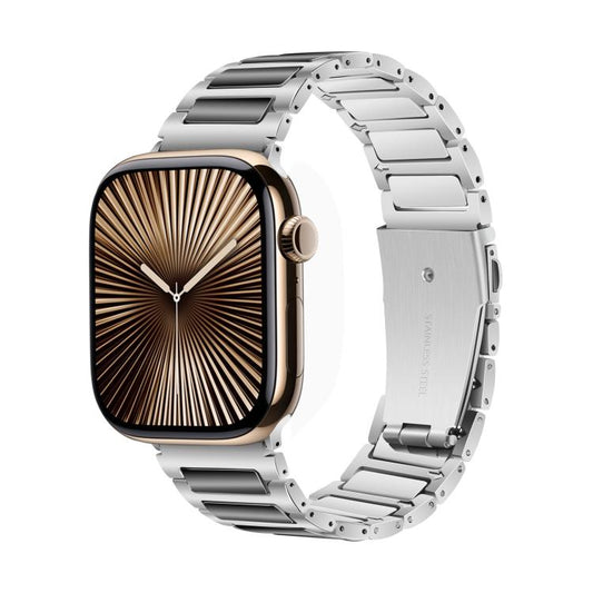 For Apple Watch 42mm / 41mm / 40mm / 38mm Kalebol Tooling Metal Zinc Alloy Watch Band(Silver Black) - Watch Bands by Kalebol | Online Shopping UK | buy2fix