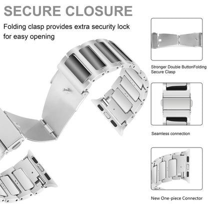 For Apple Watch 42mm / 41mm / 40mm / 38mm Kalebol Tooling Metal Zinc Alloy Watch Band(Silver Black) - Watch Bands by Kalebol | Online Shopping UK | buy2fix