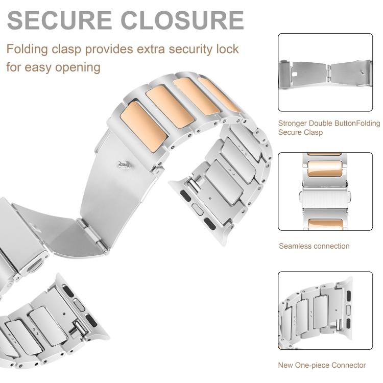 For Apple Watch 42mm / 41mm / 40mm / 38mm Kalebol Tooling Metal Zinc Alloy Watch Band(Silver Rose Gold) - Watch Bands by Kalebol | Online Shopping UK | buy2fix
