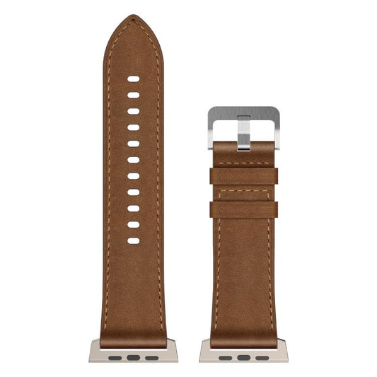 For Apple Watch 46mm / 49mm / 45mm / 44mm Kalebol Genuine Leather Watch Band(Titanium Dark Brown) - Watch Bands by Kalebol | Online Shopping UK | buy2fix