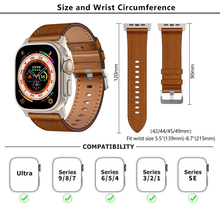 For Apple Watch 46mm / 49mm / 45mm / 44mm Kalebol Genuine Leather Watch Band(Black Red Brown) - Watch Bands by Kalebol | Online Shopping UK | buy2fix