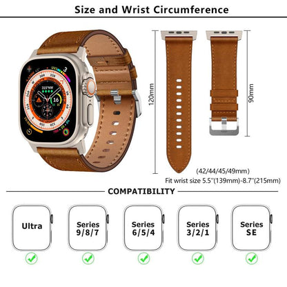 For Apple Watch 46mm / 49mm / 45mm / 44mm Kalebol Genuine Leather Watch Band(Black Red Brown) - Watch Bands by Kalebol | Online Shopping UK | buy2fix