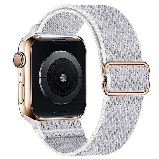 For Apple Watch 42mm / 41mm / 40mm / 38mm Kalebol Eight Buckle Wavy Braided Nylon Watch Band(White) - Watch Bands by Kalebol | Online Shopping UK | buy2fix