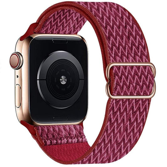 For Apple Watch 42mm / 41mm / 40mm / 38mm Kalebol Eight Buckle Wavy Braided Nylon Watch Band(Wine Red) - Watch Bands by Kalebol | Online Shopping UK | buy2fix