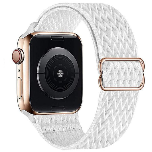 For Apple Watch 42mm / 41mm / 40mm / 38mm Kalebol Eight Buckle Wavy Braided Nylon Watch Band(Bright White) - Watch Bands by Kalebol | Online Shopping UK | buy2fix