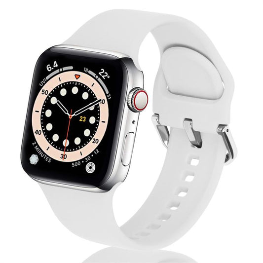 For Apple Watch 42mm / 41mm / 40mm / 38mm Kalebol Metal Pin Buckle Silicone Watch Band(White) - Watch Bands by Kalebol | Online Shopping UK | buy2fix