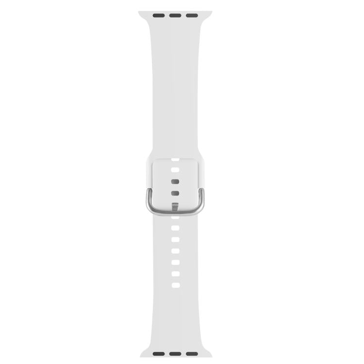 For Apple Watch 42mm / 41mm / 40mm / 38mm Kalebol Metal Pin Buckle Silicone Watch Band(White) - Watch Bands by Kalebol | Online Shopping UK | buy2fix