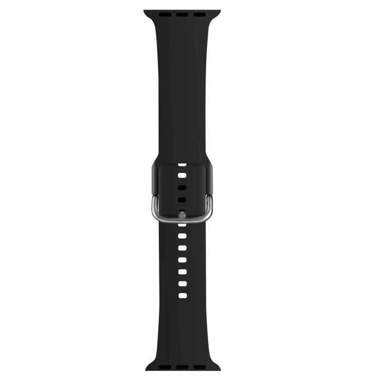 For Apple Watch 42mm / 41mm / 40mm / 38mm Kalebol Metal Pin Buckle Silicone Watch Band(Black) - Watch Bands by Kalebol | Online Shopping UK | buy2fix