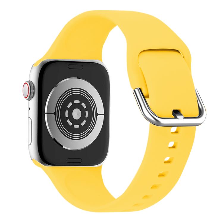 For Apple Watch 42mm / 41mm / 40mm / 38mm Kalebol Metal Pin Buckle Silicone Watch Band(Yellow) - Watch Bands by Kalebol | Online Shopping UK | buy2fix