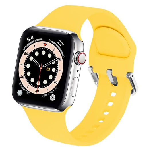 For Apple Watch 42mm / 41mm / 40mm / 38mm Kalebol Metal Pin Buckle Silicone Watch Band(Yellow) - Watch Bands by Kalebol | Online Shopping UK | buy2fix