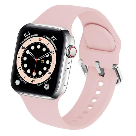 For Apple Watch 42mm / 41mm / 40mm / 38mm Kalebol Metal Pin Buckle Silicone Watch Band(Light Pink) - Watch Bands by Kalebol | Online Shopping UK | buy2fix