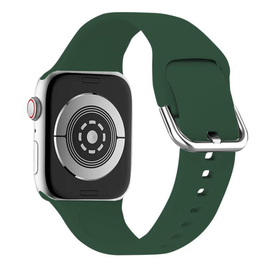 For Apple Watch 42mm / 41mm / 40mm / 38mm Kalebol Metal Pin Buckle Silicone Watch Band(Dark Green) - Watch Bands by Kalebol | Online Shopping UK | buy2fix