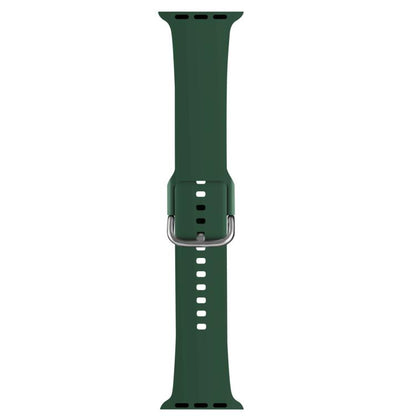 For Apple Watch 42mm / 41mm / 40mm / 38mm Kalebol Metal Pin Buckle Silicone Watch Band(Dark Green) - Watch Bands by Kalebol | Online Shopping UK | buy2fix