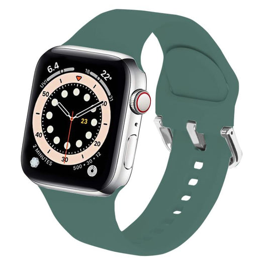 For Apple Watch 42mm / 41mm / 40mm / 38mm Kalebol Metal Pin Buckle Silicone Watch Band(Pine Green) - Watch Bands by Kalebol | Online Shopping UK | buy2fix
