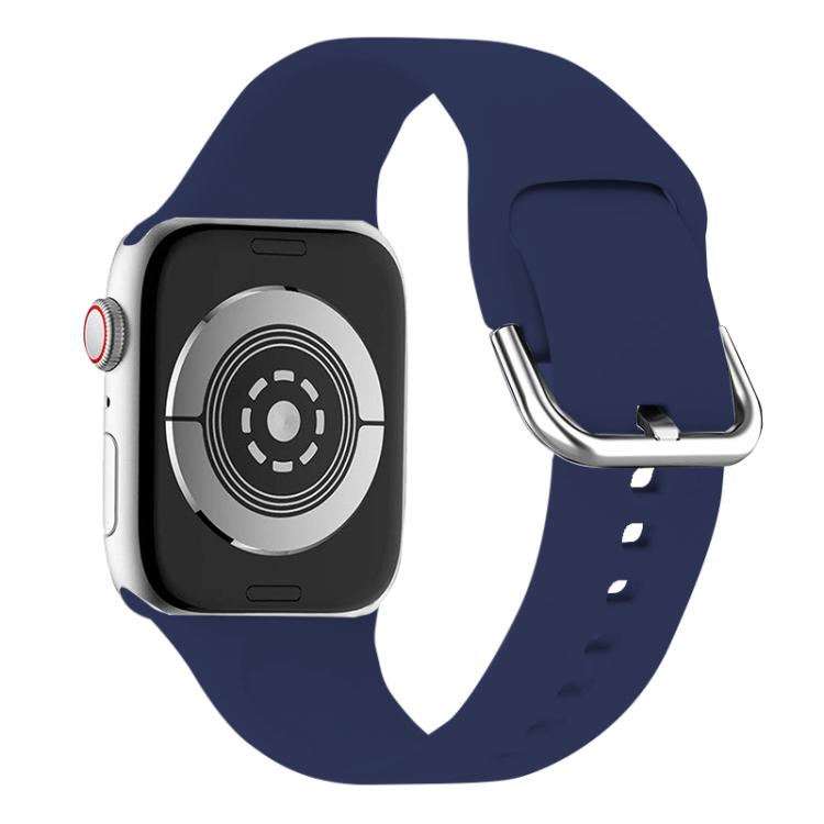 For Apple Watch 42mm / 41mm / 40mm / 38mm Kalebol Metal Pin Buckle Silicone Watch Band(Dark Blue) - Watch Bands by Kalebol | Online Shopping UK | buy2fix