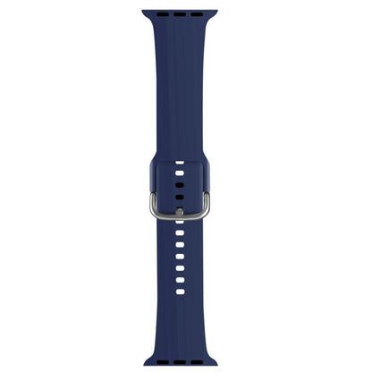 For Apple Watch 42mm / 41mm / 40mm / 38mm Kalebol Metal Pin Buckle Silicone Watch Band(Dark Blue) - Watch Bands by Kalebol | Online Shopping UK | buy2fix