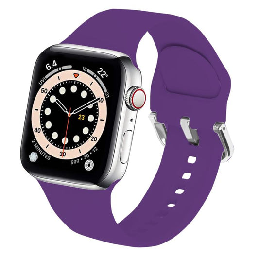 For Apple Watch 42mm / 41mm / 40mm / 38mm Kalebol Metal Pin Buckle Silicone Watch Band(Dark Purple) - Watch Bands by Kalebol | Online Shopping UK | buy2fix