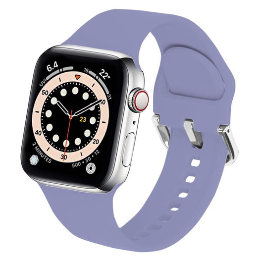 For Apple Watch 42mm / 41mm / 40mm / 38mm Kalebol Metal Pin Buckle Silicone Watch Band(Lavender) - Watch Bands by Kalebol | Online Shopping UK | buy2fix