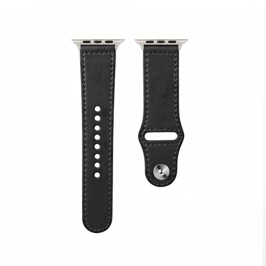 For Apple Watch 42mm / 41mm / 40mm / 38mm Kalebol Large Stud Buckle Leather Watch Band(Black) - Watch Bands by Kalebol | Online Shopping UK | buy2fix