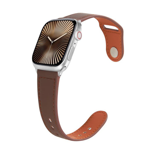 For Apple Watch 42mm / 41mm / 40mm / 38mm Kalebol Large Stud Buckle Leather Watch Band(Coffee) - Watch Bands by Kalebol | Online Shopping UK | buy2fix