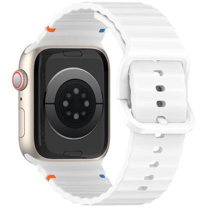 For Apple Watch 42mm / 41mm / 40mm / 38mm Kalebol Wavy Grain Stitched Silicone Watch Band(White) - Watch Bands by Kalebol | Online Shopping UK | buy2fix