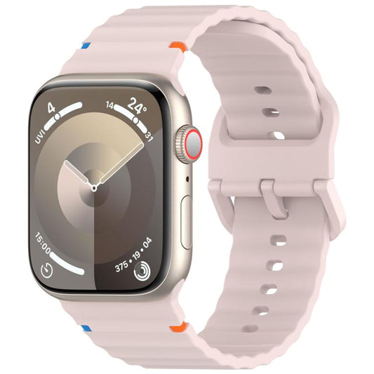 For Apple Watch 42mm / 41mm / 40mm / 38mm Kalebol Wavy Grain Stitched Silicone Watch Band(Sand Pink) - Watch Bands by Kalebol | Online Shopping UK | buy2fix