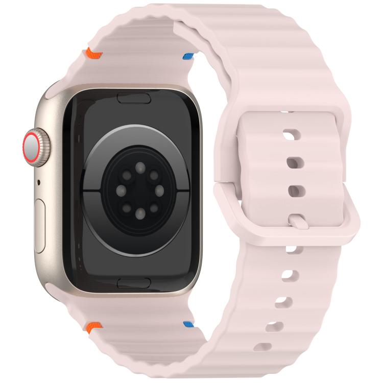 For Apple Watch 42mm / 41mm / 40mm / 38mm Kalebol Wavy Grain Stitched Silicone Watch Band(Sand Pink) - Watch Bands by Kalebol | Online Shopping UK | buy2fix