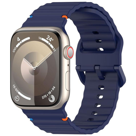 For Apple Watch 42mm / 41mm / 40mm / 38mm Kalebol Wavy Grain Stitched Silicone Watch Band(Navy Blue) - Watch Bands by Kalebol | Online Shopping UK | buy2fix