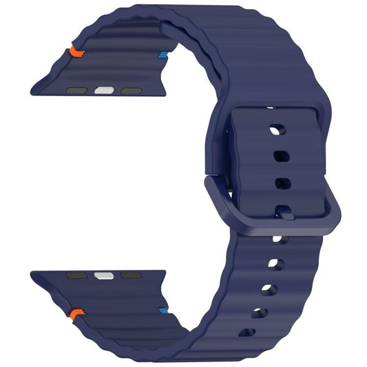 For Apple Watch 42mm / 41mm / 40mm / 38mm Kalebol Wavy Grain Stitched Silicone Watch Band(Navy Blue) - Watch Bands by Kalebol | Online Shopping UK | buy2fix