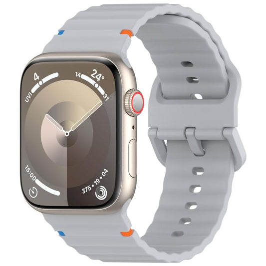 For Apple Watch 42mm / 41mm / 40mm / 38mm Kalebol Wavy Grain Stitched Silicone Watch Band(Grey) - Watch Bands by Kalebol | Online Shopping UK | buy2fix