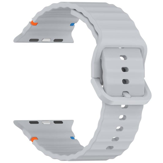 For Apple Watch 42mm / 41mm / 40mm / 38mm Kalebol Wavy Grain Stitched Silicone Watch Band(Grey) - Watch Bands by Kalebol | Online Shopping UK | buy2fix