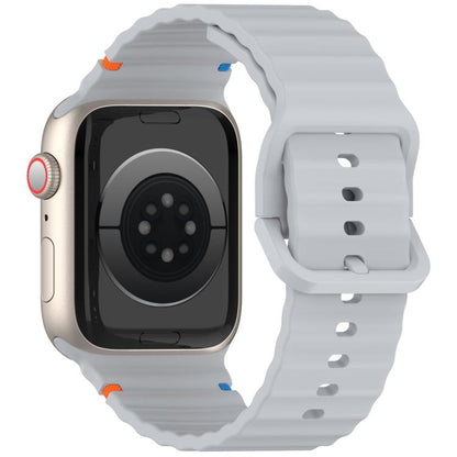For Apple Watch 42mm / 41mm / 40mm / 38mm Kalebol Wavy Grain Stitched Silicone Watch Band(Grey) - Watch Bands by Kalebol | Online Shopping UK | buy2fix