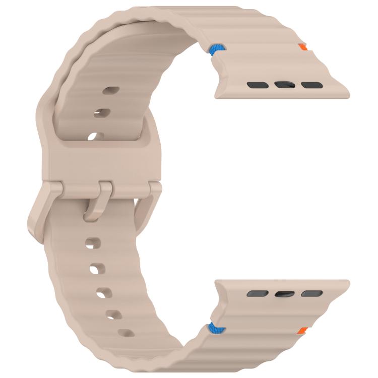 For Apple Watch 42mm / 41mm / 40mm / 38mm Kalebol Wavy Grain Stitched Silicone Watch Band(Milk Tea) - Watch Bands by Kalebol | Online Shopping UK | buy2fix