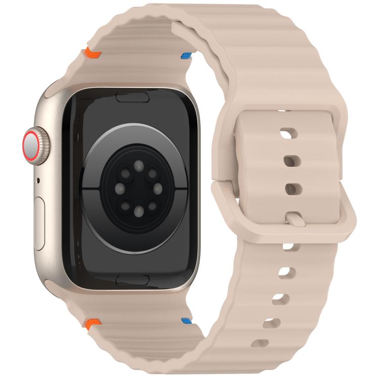 For Apple Watch 42mm / 41mm / 40mm / 38mm Kalebol Wavy Grain Stitched Silicone Watch Band(Milk Tea) - Watch Bands by Kalebol | Online Shopping UK | buy2fix