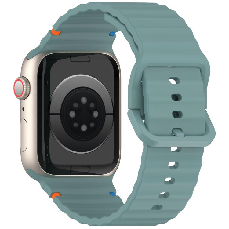 For Apple Watch 42mm / 41mm / 40mm / 38mm Kalebol Wavy Grain Stitched Silicone Watch Band(Pine Green) - Watch Bands by Kalebol | Online Shopping UK | buy2fix