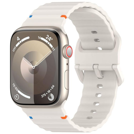 For Apple Watch 42mm / 41mm / 40mm / 38mm Kalebol Wavy Grain Stitched Silicone Watch Band(Starlight) - Watch Bands by Kalebol | Online Shopping UK | buy2fix