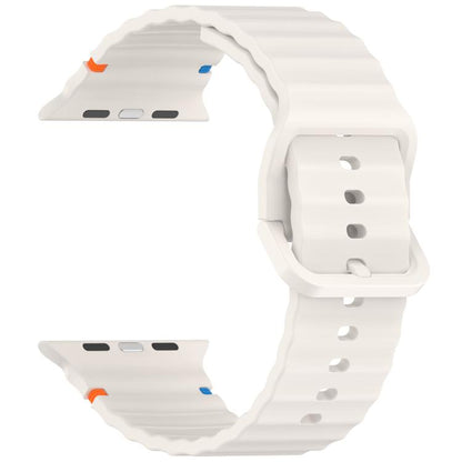 For Apple Watch 42mm / 41mm / 40mm / 38mm Kalebol Wavy Grain Stitched Silicone Watch Band(Starlight) - Watch Bands by Kalebol | Online Shopping UK | buy2fix
