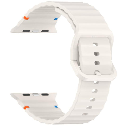 For Apple Watch 42mm / 41mm / 40mm / 38mm Kalebol Wavy Grain Stitched Silicone Watch Band(Starlight) - Watch Bands by Kalebol | Online Shopping UK | buy2fix