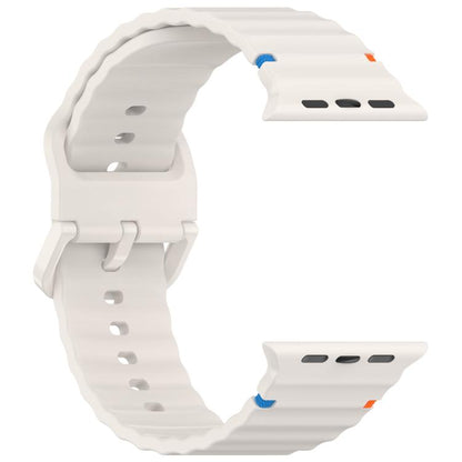 For Apple Watch 42mm / 41mm / 40mm / 38mm Kalebol Wavy Grain Stitched Silicone Watch Band(Starlight) - Watch Bands by Kalebol | Online Shopping UK | buy2fix