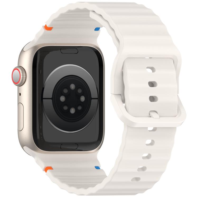 For Apple Watch 42mm / 41mm / 40mm / 38mm Kalebol Wavy Grain Stitched Silicone Watch Band(Starlight) - Watch Bands by Kalebol | Online Shopping UK | buy2fix