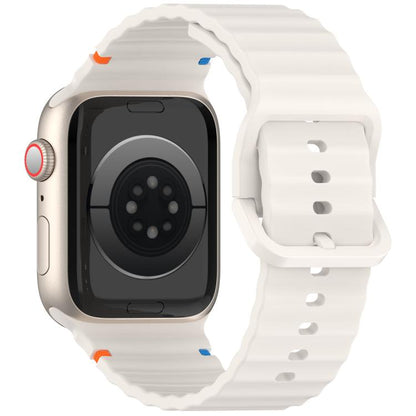 For Apple Watch 42mm / 41mm / 40mm / 38mm Kalebol Wavy Grain Stitched Silicone Watch Band(Starlight) - Watch Bands by Kalebol | Online Shopping UK | buy2fix