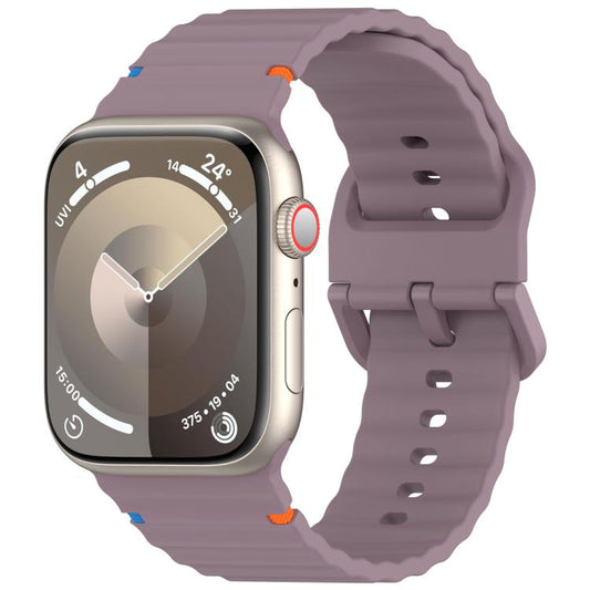 For Apple Watch 42mm / 41mm / 40mm / 38mm Kalebol Wavy Grain Stitched Silicone Watch Band(Purple Smoke) - Watch Bands by Kalebol | Online Shopping UK | buy2fix