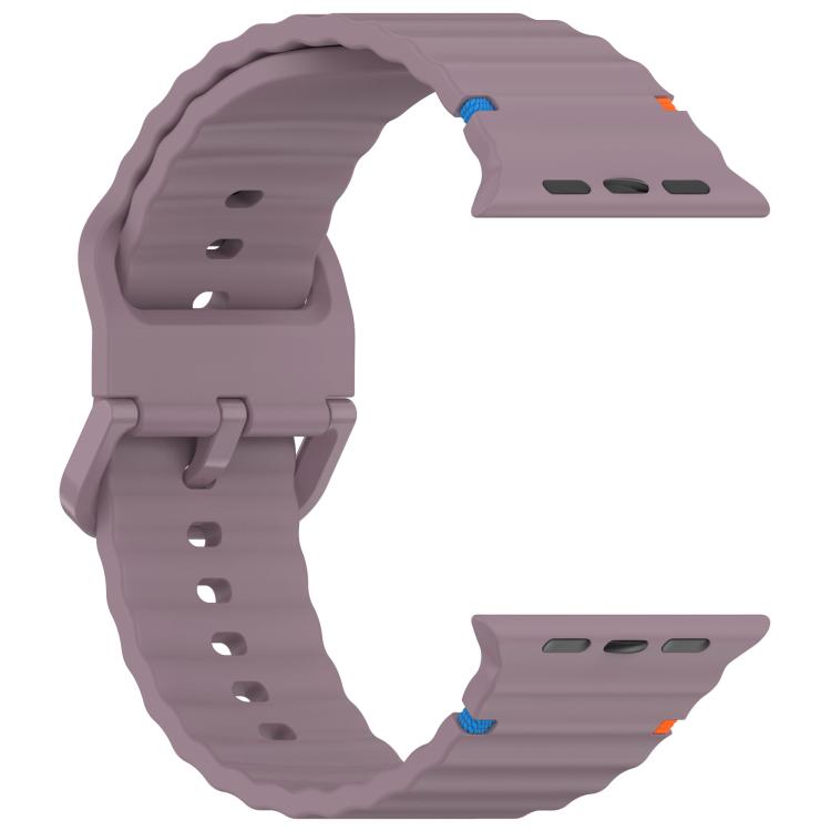 For Apple Watch 42mm / 41mm / 40mm / 38mm Kalebol Wavy Grain Stitched Silicone Watch Band(Purple Smoke) - Watch Bands by Kalebol | Online Shopping UK | buy2fix