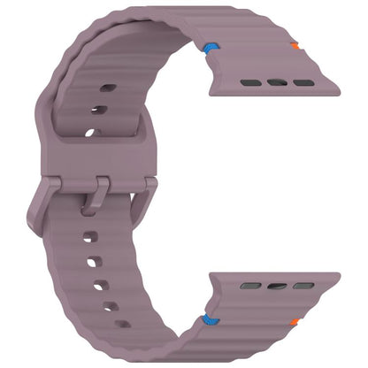 For Apple Watch 42mm / 41mm / 40mm / 38mm Kalebol Wavy Grain Stitched Silicone Watch Band(Purple Smoke) - Watch Bands by Kalebol | Online Shopping UK | buy2fix