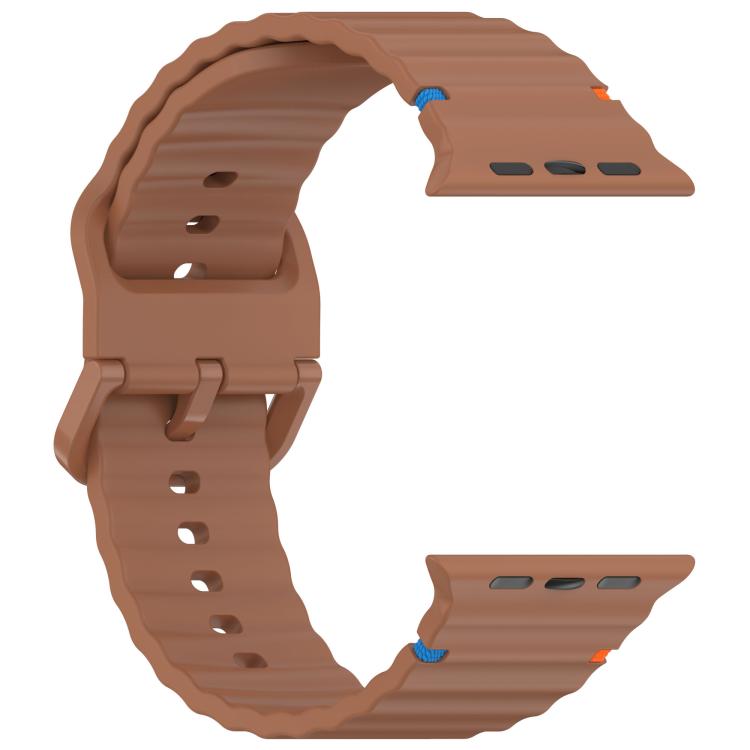 For Apple Watch 42mm / 41mm / 40mm / 38mm Kalebol Wavy Grain Stitched Silicone Watch Band(Brown) - Watch Bands by Kalebol | Online Shopping UK | buy2fix